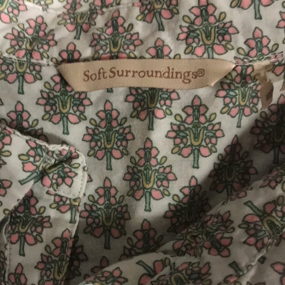 Soft Surroundings Paisley Print Tabitha Tunic blouse Womens Sz L Green Floral - Picture 3 of 8